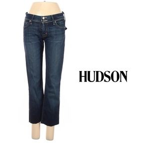 HUDSON Mid Rise Dark Wash Straight Leg Flap Pocket Jean